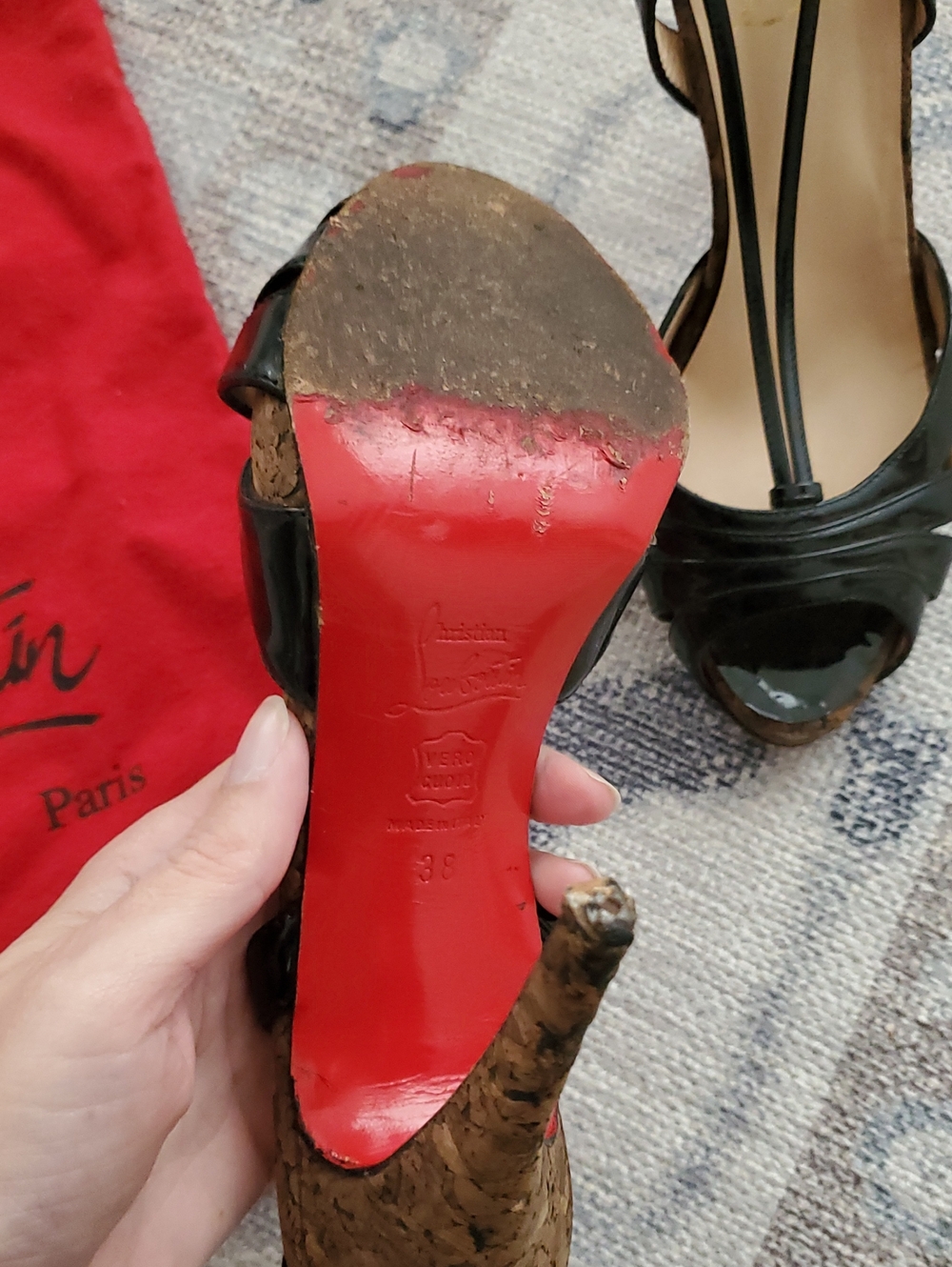 Christian Louboutin Activa Patent Black Stilleto Heels Shoes And Dust Bag Sz38/8 - Picture 8 of 14